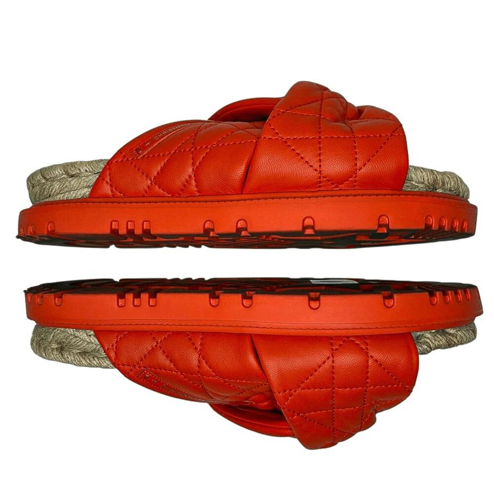 Dior D-Twist Cannage Quilted Orange Slides EU 36.5 Designer Sandals Slip On Flat - Picture 9 of 13